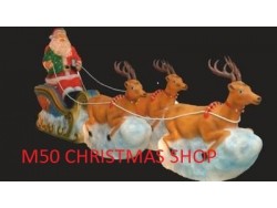 GIANT SANTA SLEIGH 3 REINDEERS BLOW MOLD